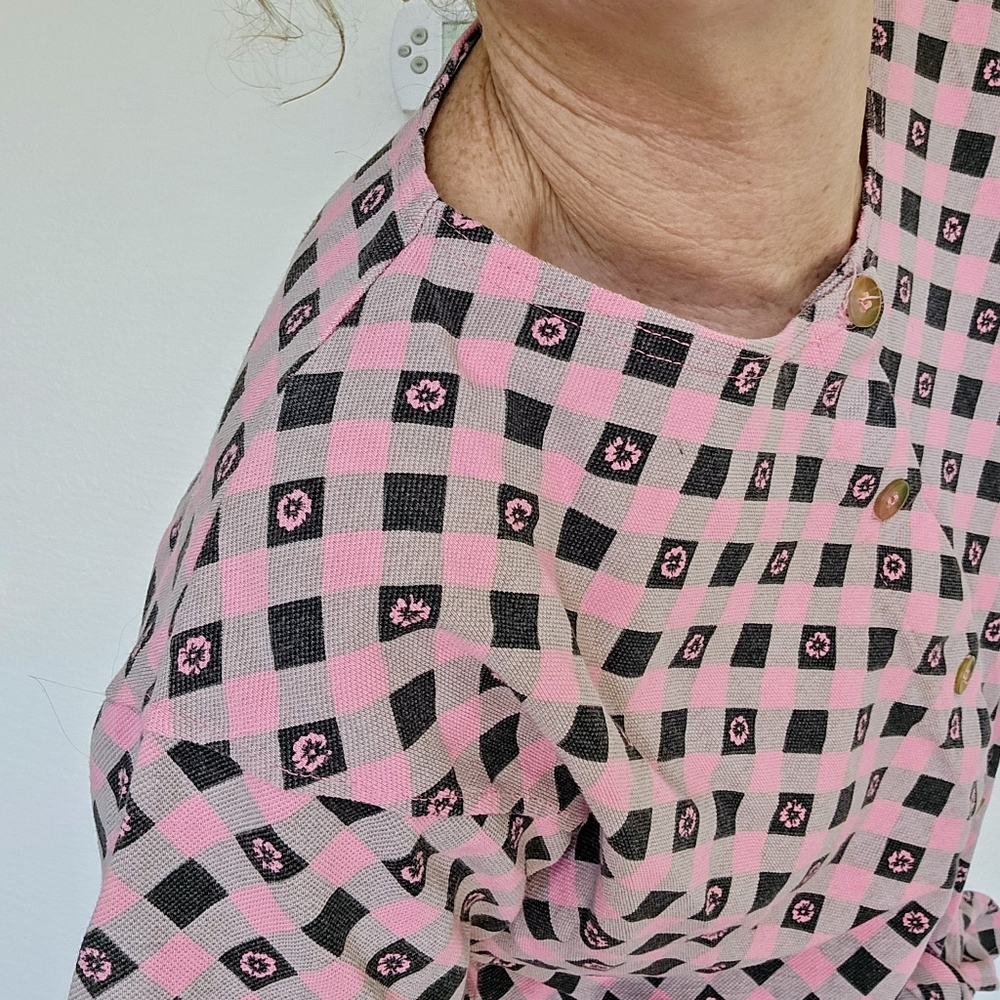 💞VTG 80s New Wave Front Tie Button Down Shirt - Picture 3 of 7
